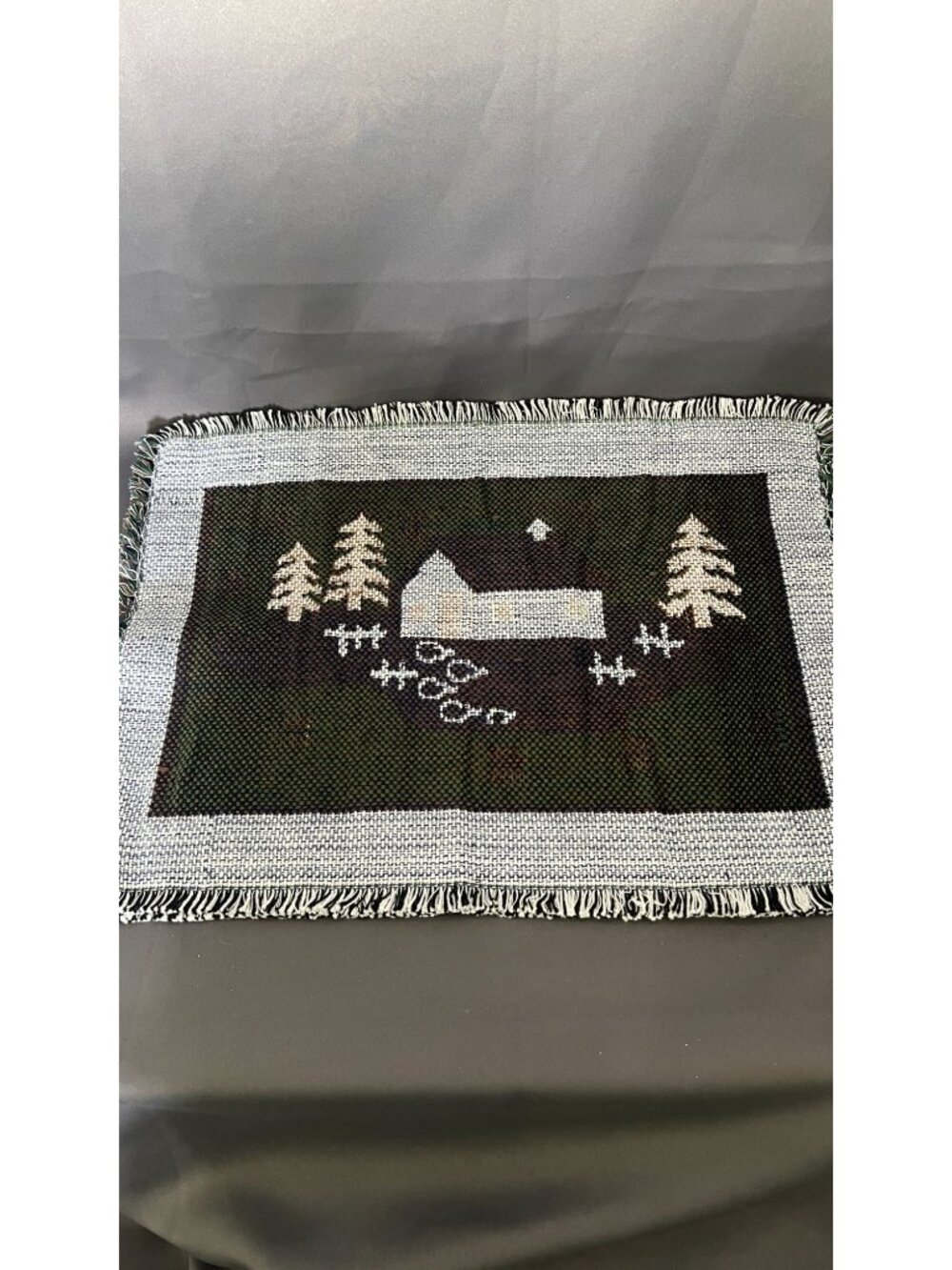 Woven Lodge Cabin Design Placemats With Fringe Edges Rustic Decor